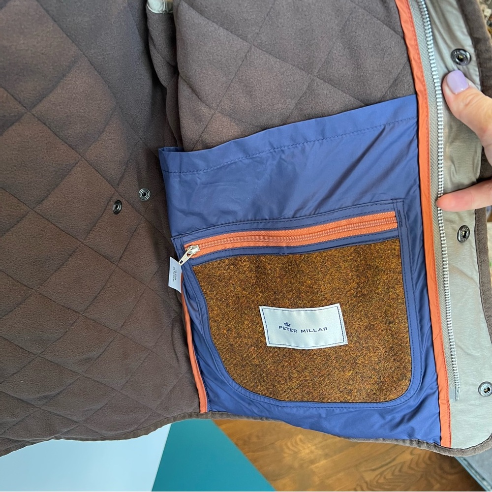 Peter Millar Men's Quilted Jacket - Brown and Tan - Picture 7 of 11